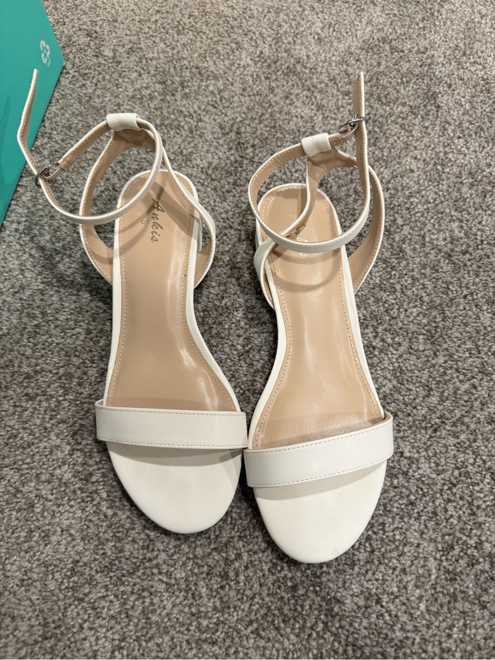 Ankle Strap White Sandals by - Sleek Women's Dress Heels